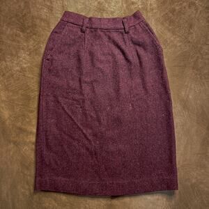 Vintage 90s Burgundy Pencil Skirt Heavyweight Midi Maroon Pockets Preppy Grunge
